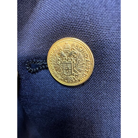 Bill Blass Mens Old Money Wool Blazer Suit Jacket Navy Blue Gold Button - Picture 2 of 13